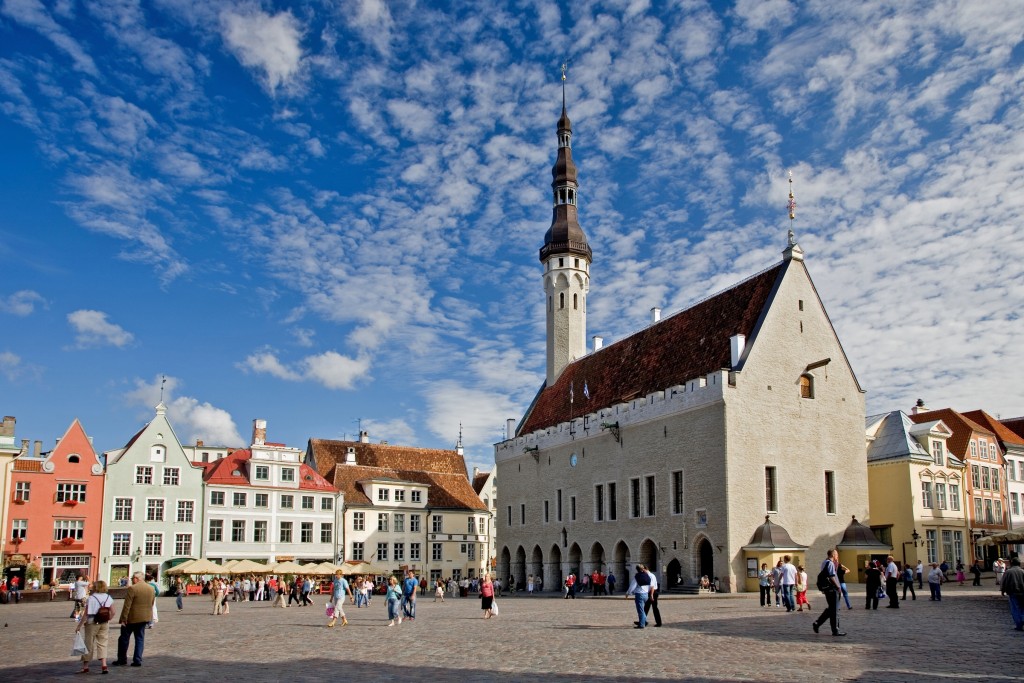 Town Hall Square in Old Medieval Hansa Tallinn, Estonia
